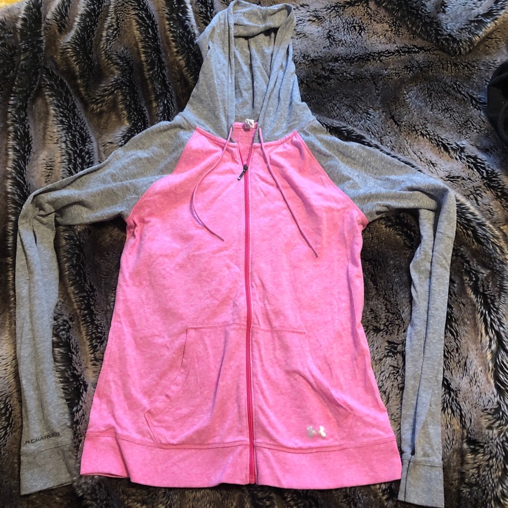 Semi fitted under armour zip hoodie- size small